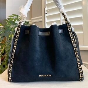 Michael Kors Black Shoulder Bag with Gold Chain